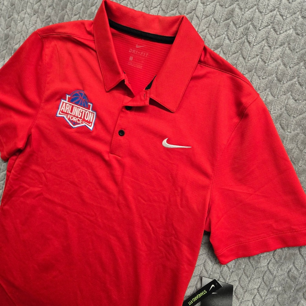 Nike Dri-FIT Arlington Force Basketball Polo Shirt Red Mens Small CT4581-657 NEW